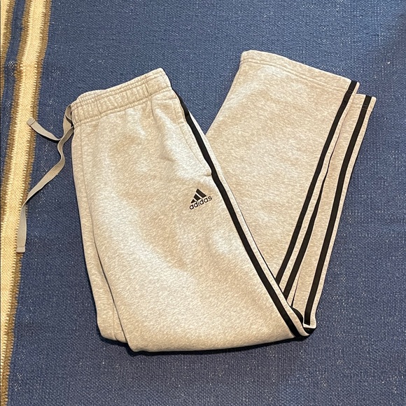 Adidas men’s Light Gray Joggers with Black Stripes - Picture 1 of 10
